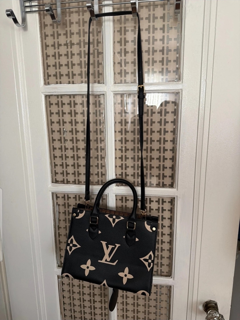 Louis Vuitton Black & Beige Monogram Satchel - Picture 2 of 3
